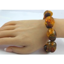 Bernstein Armband cognac honiggelbe Natur Edelsteine flexibel