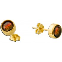 Ammolit Ohrstecker Silber vergoldet Natur Edelsteine