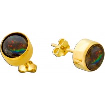 Ammolit Ohrsteker Silber vergoldet Natur Edelsteine