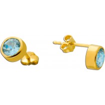 Blautopas Ohrstecker Silber vergoldet blaue Natur Edelsteine