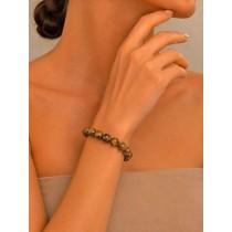 Tigerauge Armband gold braune Natur Edelsteine flexibel