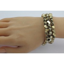 Pyrit Armband Set aus goldschimmernde Natur Edelsteine flexibel
