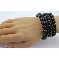 Obsidian Armband Set schwarze Natur Edelsteine flexibel