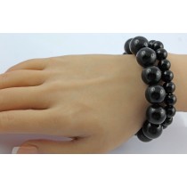 Obsidian Armband Set schwarze Natur Edelsteine flexibel