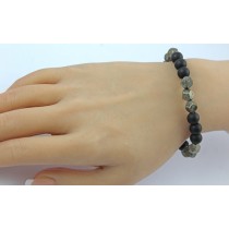 Schungit Armband schwarze goldene Pyrit Natur Edelsteine flexibel