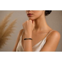 Schungit Armband schwarze goldene Pyrit Natur Edelsteine flexibel