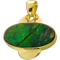 Ammolit Anhänger Silber vergoldet grün roter Edelstein