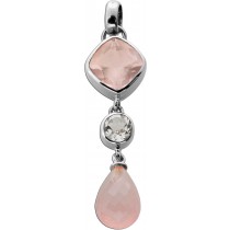Rosenquarz Anhänger Silber 925 nat. rosa Rosenquarz weißer Topas 