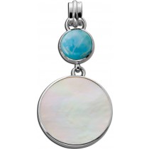 Larimar Anhänger Silber 925 nat. hellblauer Larimar 4ct Perlmutt 5.2ct