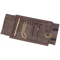 Schmuckrolle Schmuckaufbewahrung mit braunem Textil in Lederoptik  