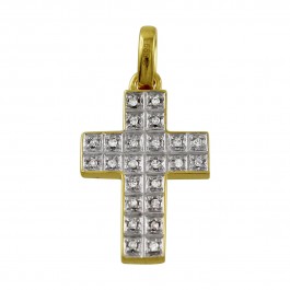 Kreuz Anhänger 0,12ct W/P Weißgold Gelb Gold 585 Diamant Brillant  Diamantkreuz