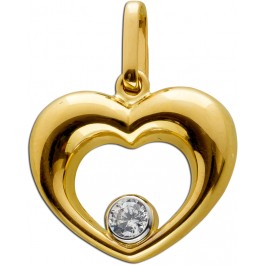 Herz Anhänger Gelbgold 333 8 Karat Solitär Zirkonia Stein