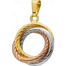 Tricolr Dreifach Trinity Anhänger Gold 585 14k Tricolor Knoten Gelb/Weiß/Rosegold 