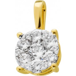Brillant Anhänger Gelbgold 585 14 Karat 13 Diamanten 0.51ct TW VSI