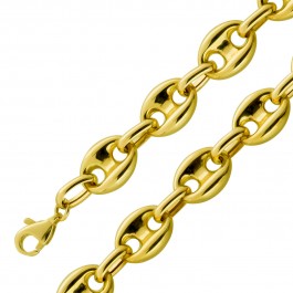 Bohnenkette Gelbgold 585 14 Karat halbmassiv 