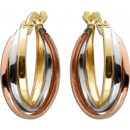 Dreifarbige Tricolor Creolen 333 8K  Gelbgold Weissgold Rosegold  Triniti