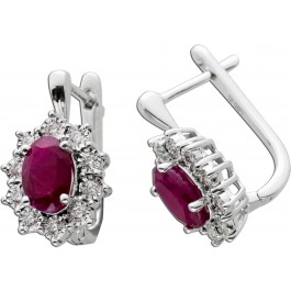 Creolen Weißgold585 2 rote Rubin Edelsteine 20 Diamanten 0,20ct W/SI