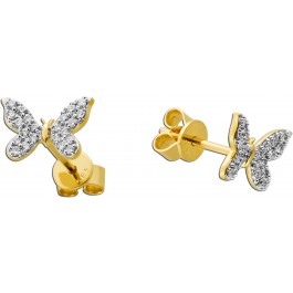 Schmetterling Ohrstecker Gold 585 14 Karat Diamanten 0.23ct
