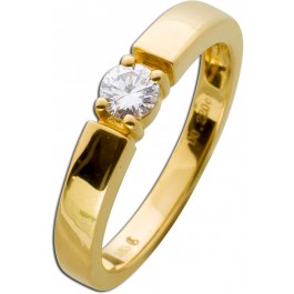 Verlobungsring GelbGold 585 14 Karat 1 Diamant 0,25ct TW/IF Lupenrein