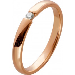 Diamant Ring Rosegold 585 14 Karat poliert 1 Diamant 0,05ct W/SI