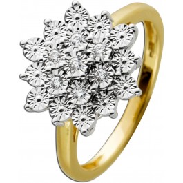 Ring Gelbgold 58514 Karat mit 7 Diamanten 0,08ct 8/8 W/SI 