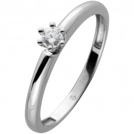 Solitär Brillant  Ring Weißgold 585 14k Diamant 0.10ct W SI 
