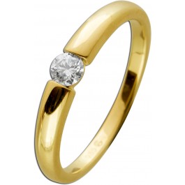 Ring Gelbgold 585 14 Karat 1Brillant 0,15ct W/SI Spannring Optik