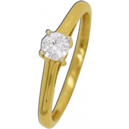 Solitär Ring Gelbgold 585 14 Karat Diamant  0.10ct W SI 