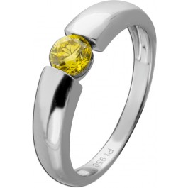 Brillant Solitärring Platin 950 gelber  0.50ct fancy yellow intense