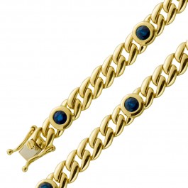 Panzerarmband Gelbgold 585 14K blaue Saphir Edelsteine 1.98ct