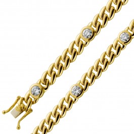 Panzerarmband Gelbgold 585 14 Karat 7 Brillanten 1,75ct TW/VSI UNISEX 