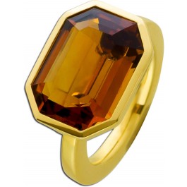 Citrin Ring Gold 750 Juwelier Jacobi antik Edelstein oktogon orange braun handgefertigt Einzelstück