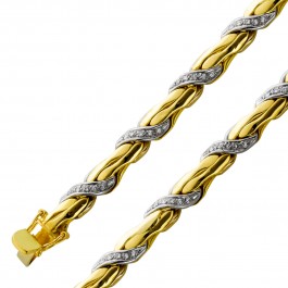 Massives Brillantarmband Gelbgold Weissgold 750 Diamant 0,55ct W/SI Kastenverschluss 19,5cm