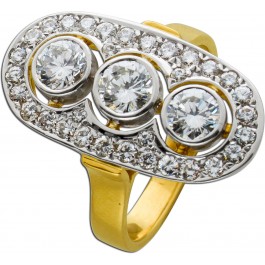 Antiker Art Deco Diamant Ring Platin 950 GelbGold 585 Brillant 50er Jahren Tiffany Look ca 1,55 Carat IGI Zertifikat