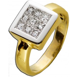Antiker Brillantring 1,80CT TW/VVSI 80er Jahre weißen Diamanten Gelbgold 750 Diamanten Görg Zertifikat