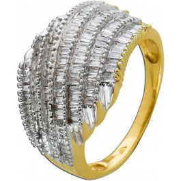 Antiker Diamant Ring Baguette Diamanten 0,90 Carat TW/Si-I1 70er Jahren Gelb Weißgold 585 ca. 17mm IGI Zertifikat