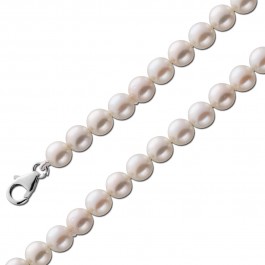 Perlenkette 6mm 80cm japanische Akoyaperlen rose glänzend 