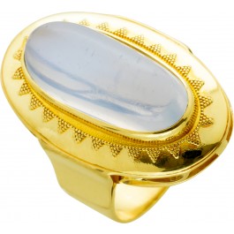 Antiker Ring Gelbgold 585 Mondstein Edelstein Um 1960 TOP Zustand mit Görg Zertifikat
