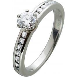 Tiffany Setting Original Verlobungs Ring Platin 950 1 Brillant mit 0,33ct und 14 Brillanten 0,25ct  TW/VVSI mit Görg Zertifikat