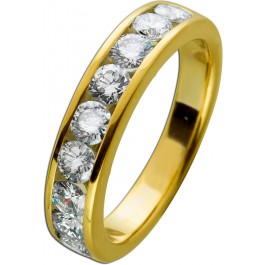 Memoire Alliance Ring gelb Gold 18 Karat  9 Diamanten im Brillantschliff Total 1,65-1,70ct R-TW/IF-VVSI mit Görg Zertifikat