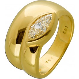 Diamant Ring 0,91ct Gelbgold 750 18 Karat mit Diamant Yellow Intense Rarität 17,3mm mit Görg Zertifikat