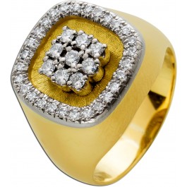 Exklusiver Designer Brillantring Diamantring Weißgold Gelbgold 18Karat  Brillanten 0,80ct TW/Lupenrein vom Hofjuwelier Schilling Unikat mit Görg Zertifikat
