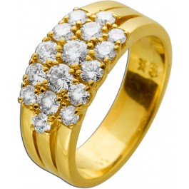 Designerring Gelbgold 750 18 Karat 16 Diamanten Brillantschliff Total 1,15-1,20ct River Lupenrein Görg Zertifikat