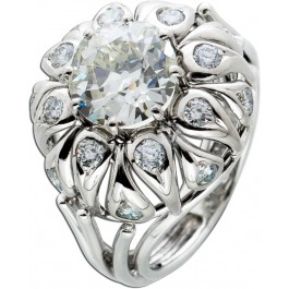 Antiker Brillant Ring Weissgold 750 Altschliff Diamant 2,6ct Crystal/VSI Brillanten 0,80ct TW-W/VVSI-SI Gr. 17,2mm Top Zustand DGI Zertifikat