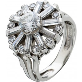 Antiker Diamant Ring Platin 950 Brillant 0,96ct W/SI2 Diamant Baguettes, Gr. 17,2mm Top Zustand DGI Zertifikat