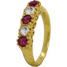 Antiker Ring 1920 Gelbgold 333 3 Spinell Edelsteine 2 Kristalle 