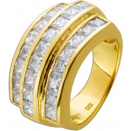 Edelsteinring Gelbgold 8Karat 25 diamantfunkelnde Quarz Edelsteine Carre Schliff Goldschmiede Einzelanfertigung