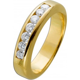 Diamant Memoire Alliance Ring Gelbgold 585 14 Karat 7 Diamanten Brilantschliff Total 0,84ct TW/VVS