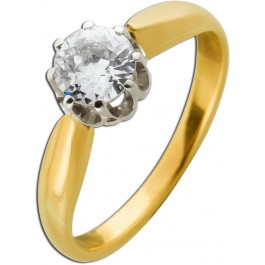 Solitärring Gelbgold Weißgold 585 Solitär Diamant 0,65ct W TCR