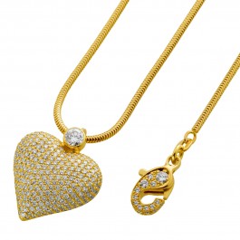 Brillantcollier Gelbgold 750 18K Herzanhänger Diamanten 2.85ct 